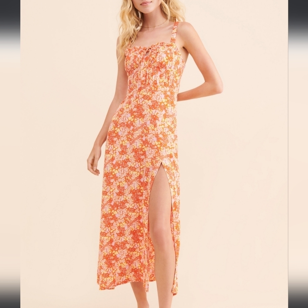 Astr The Label Elsie Orange Floral Dress - Picture 3 of 12